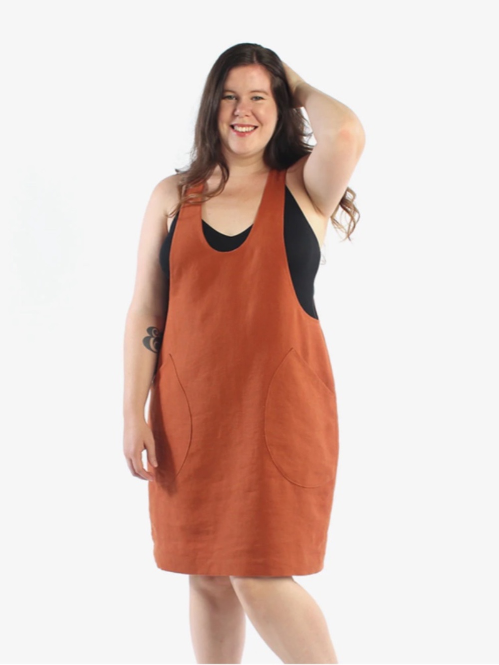 *Homemade* Dusty Pink Linen York Pinafore - Picture 4 of 5